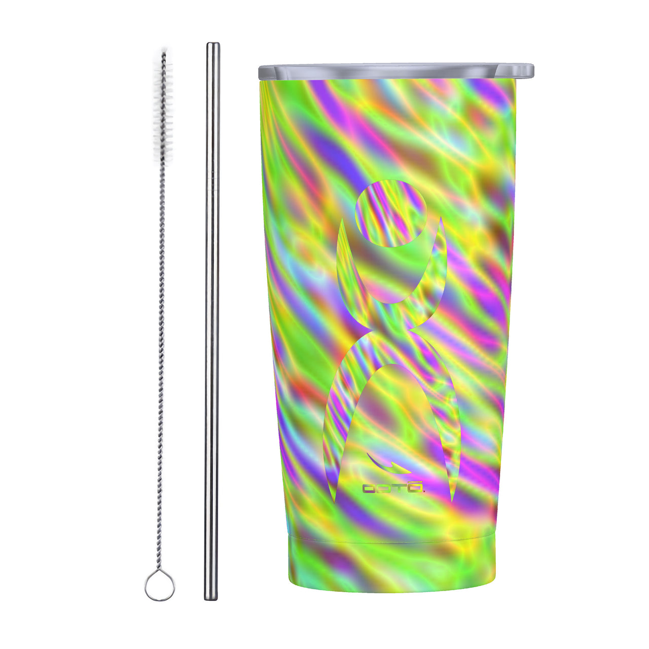 OOTO - GLYPHIC EN NEON TIDE OVER NEON TIDE - HC_C81 20oz Stainless Steel Straw Lid Cup - 1 COLOR -