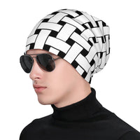 Thumbnail for OOTO - WHITE WEAVE ON BLACK - HC_T6 Adult Knitted Beanie - 1 COLOR -