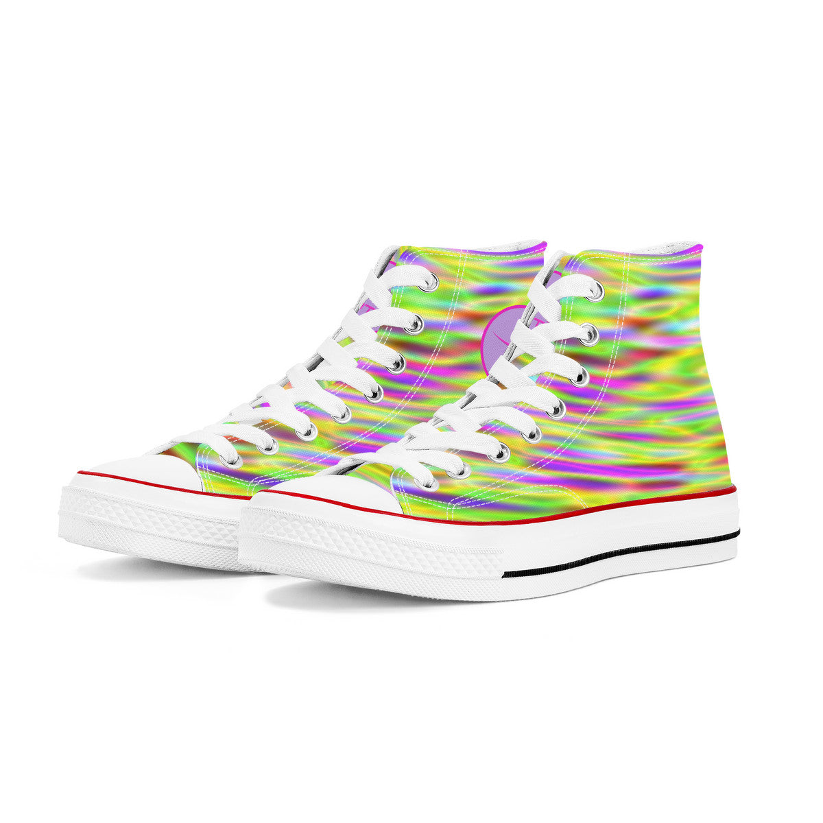 OOTO - High Top Canvas Shoes - NEON STREAM - White soles - 1 COLOR -