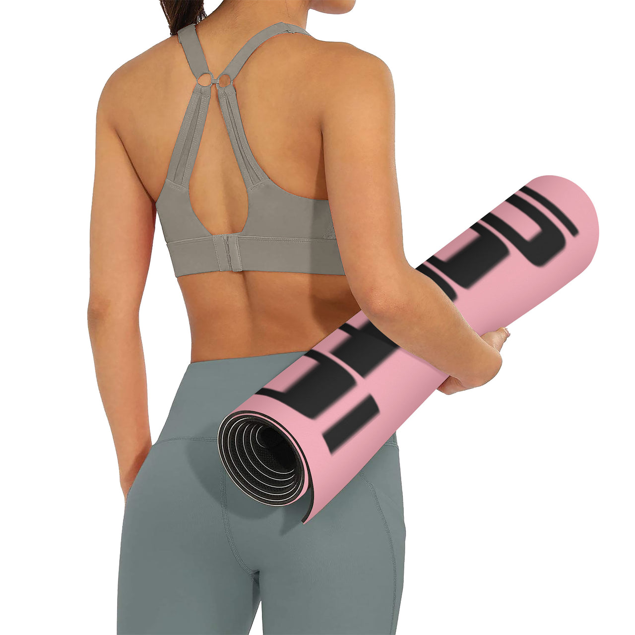 OOTO - Yoga Mat - Black frame on light pink