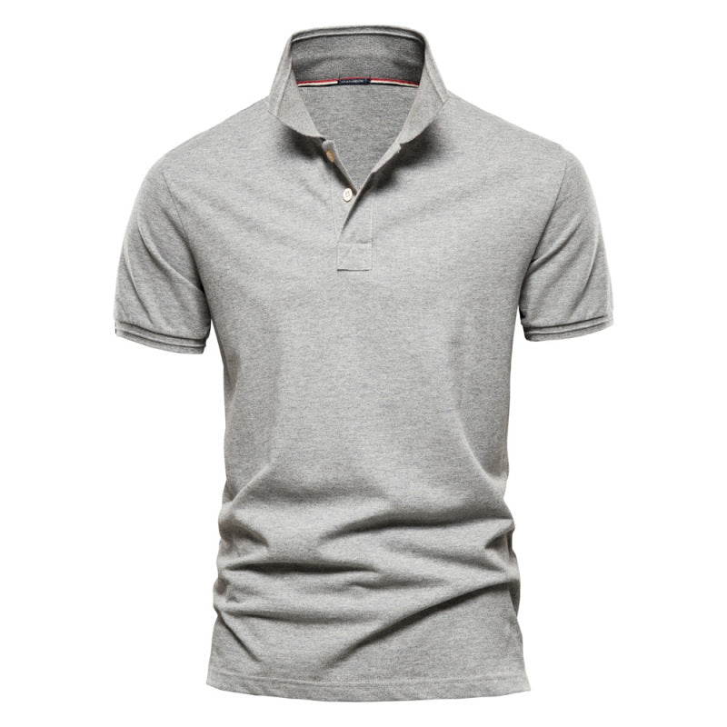 Men's solid color lapel casual short-sleeved POLO shirt - K - 7 COLORS -