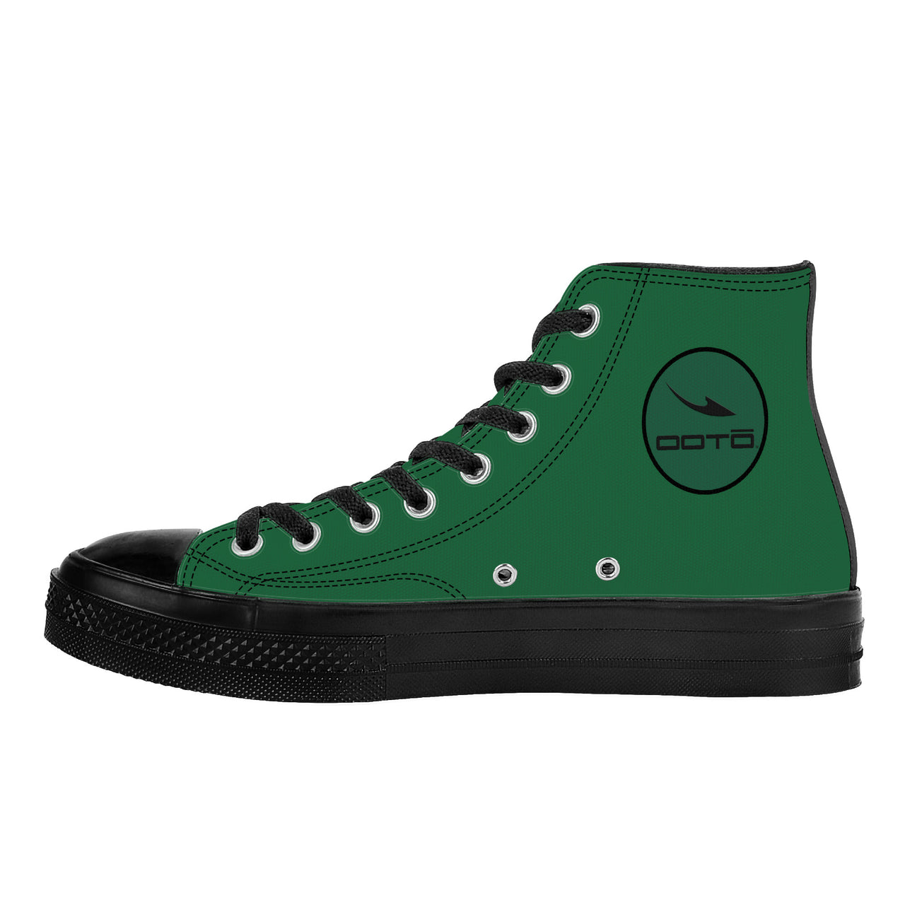 OOTO - High Top Canvas Shoes - BIG GREEN - Black soles - 1 COLOR -