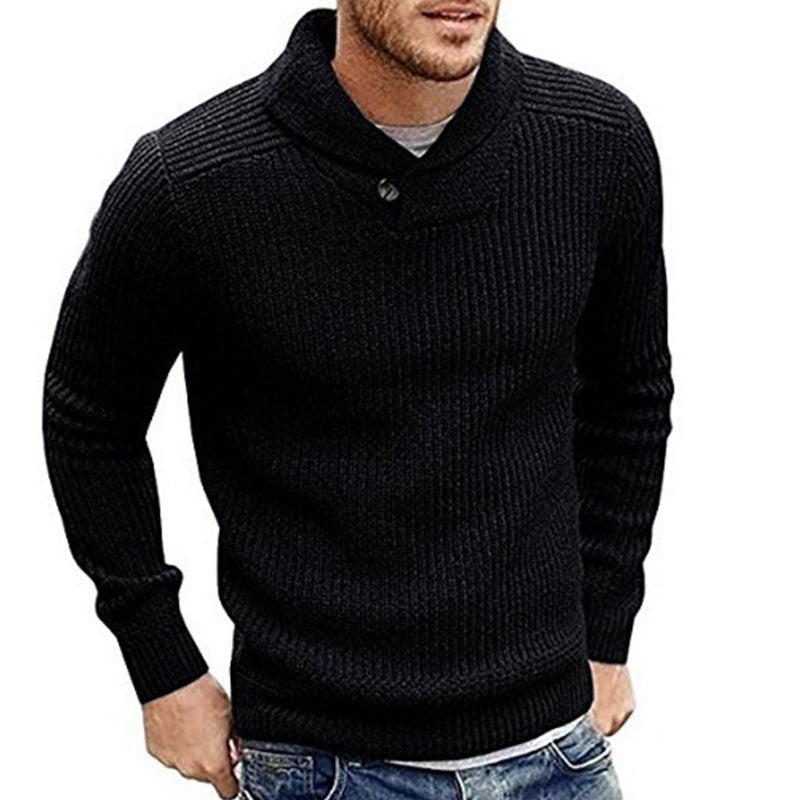 Men's Sweater Lapel Button Pullover Sweater - K - 5 COLORS -