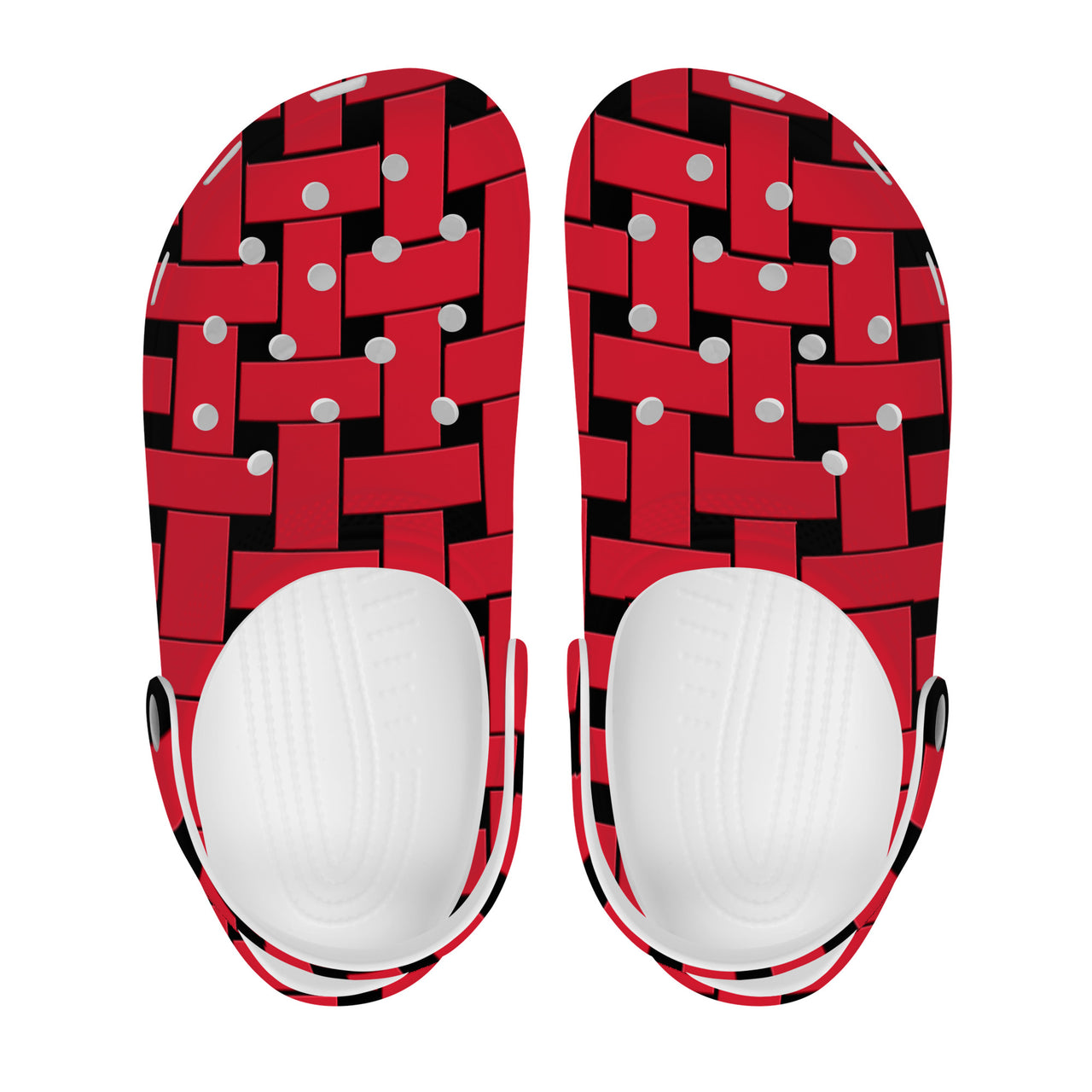 OOTO - RED WEAVE - WITH (OPTIONAL) PIVOTING HEEL STRAP - SF_S48_All Over Printing Crocs Clogs -