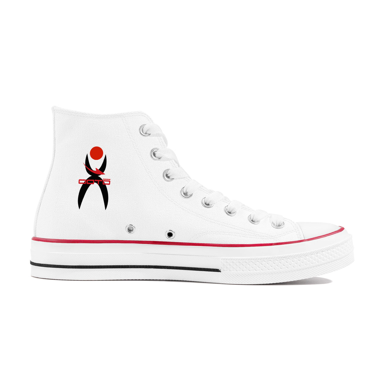 OOTO - GLYPHIC EN BLACK & RED - D70 High Top Canvas Shoes - White soles - 1 COLOR -