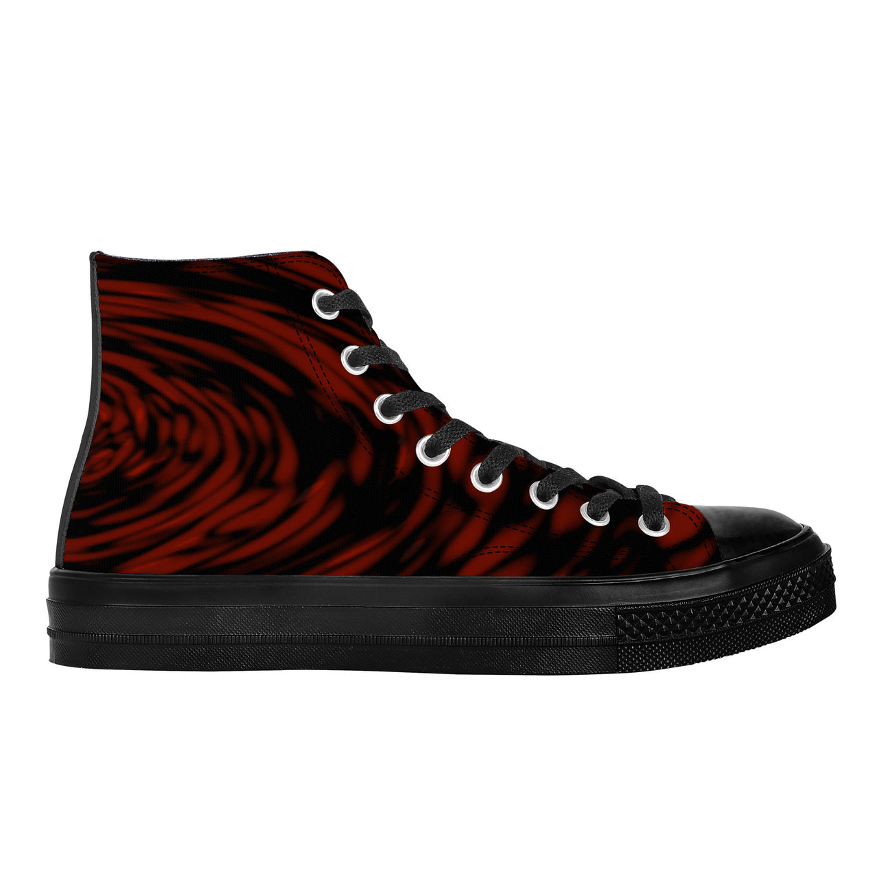 OOTO - A DARK RED EDDY - High Top Canvas Shoes  -  Black soles - 1 COLOR -