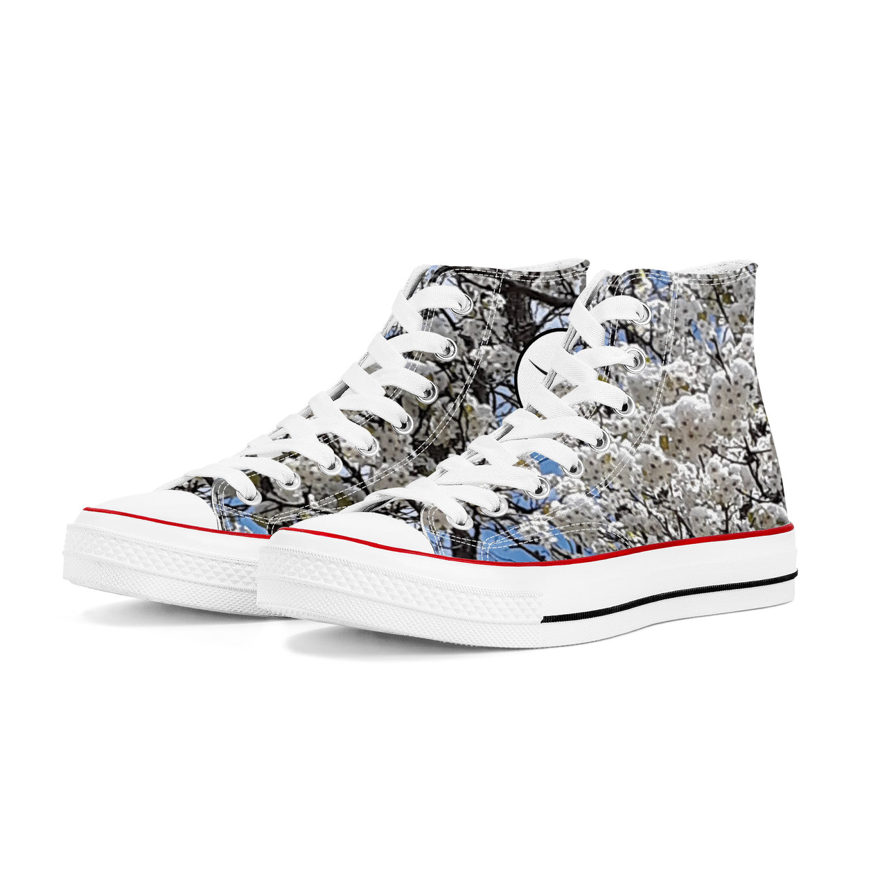 OOTO - BLOSSOMS - D70 High Top Canvas Shoes - White soles - 1 COLOR -