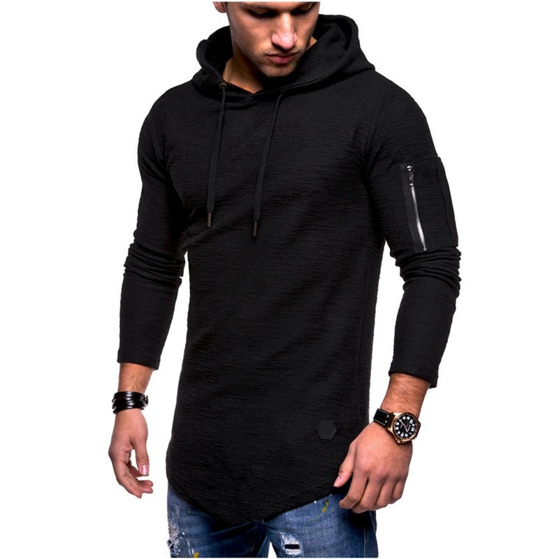 Men's Army Arm Zip Pocket Pullover Hoodie - K - 5 COLORS -