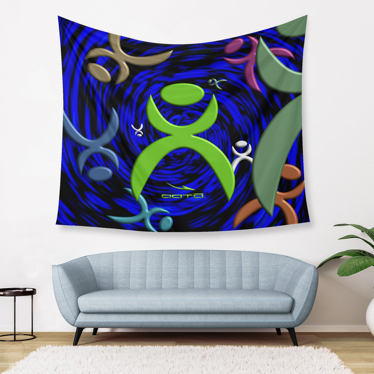 OOTO - GLYPHIC EN DIMENSIONAL GRASP - D34 Wall Tapestry - 3 SIZES -