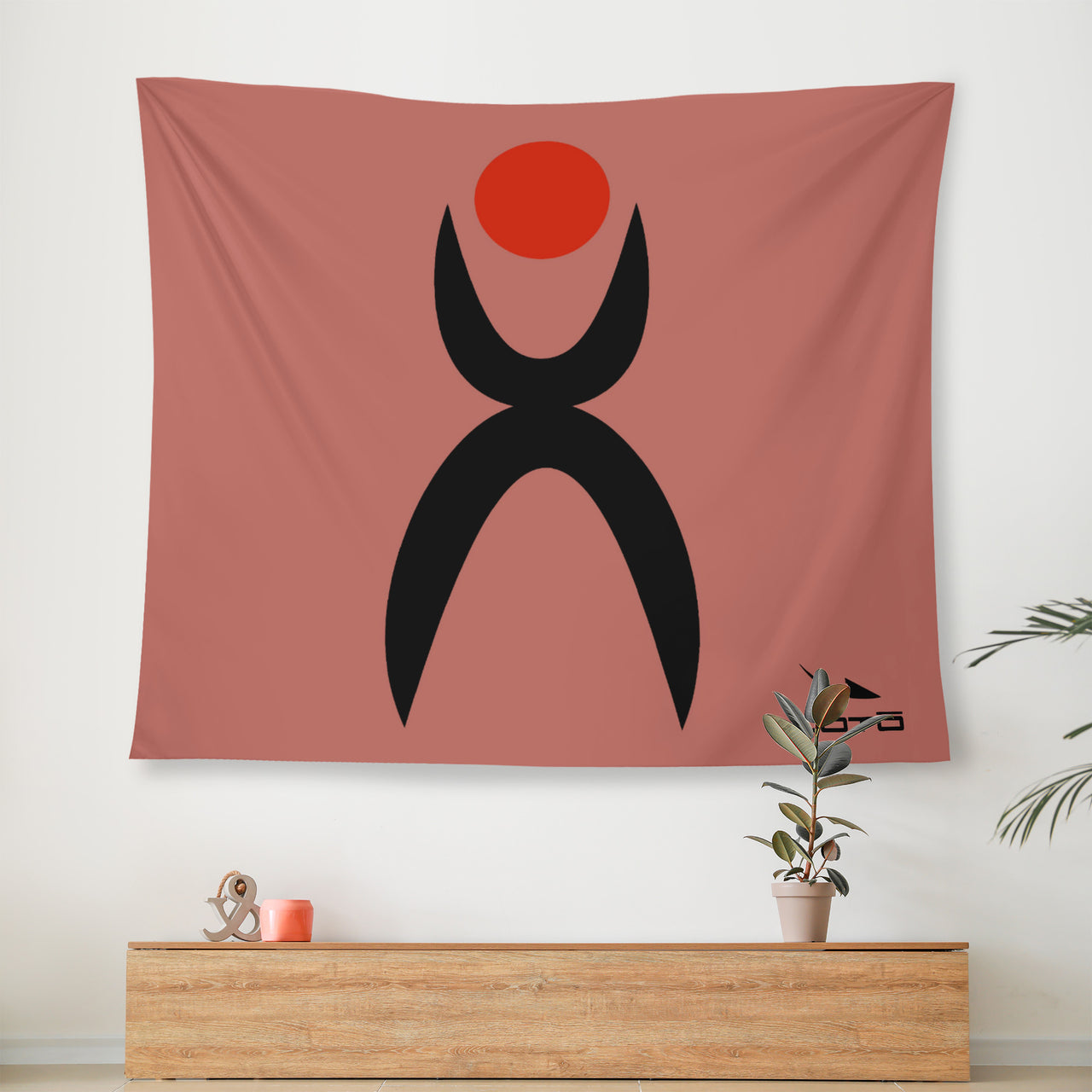 OOTO - GLYPHIC EN BLACK AND RED - Wall Tapestry - 3 SIZES -