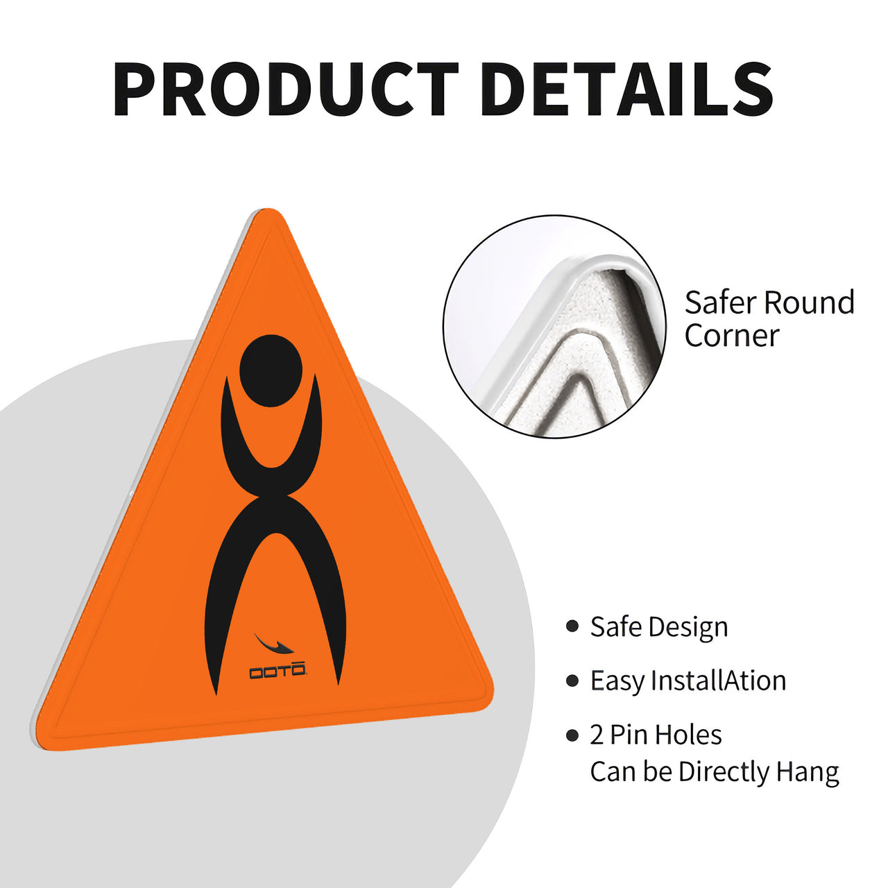 OOTO - GLYPHIC WARNING SIGN - HC_C75 Triangular Steel Cut Out Shape Metal Art Decor -