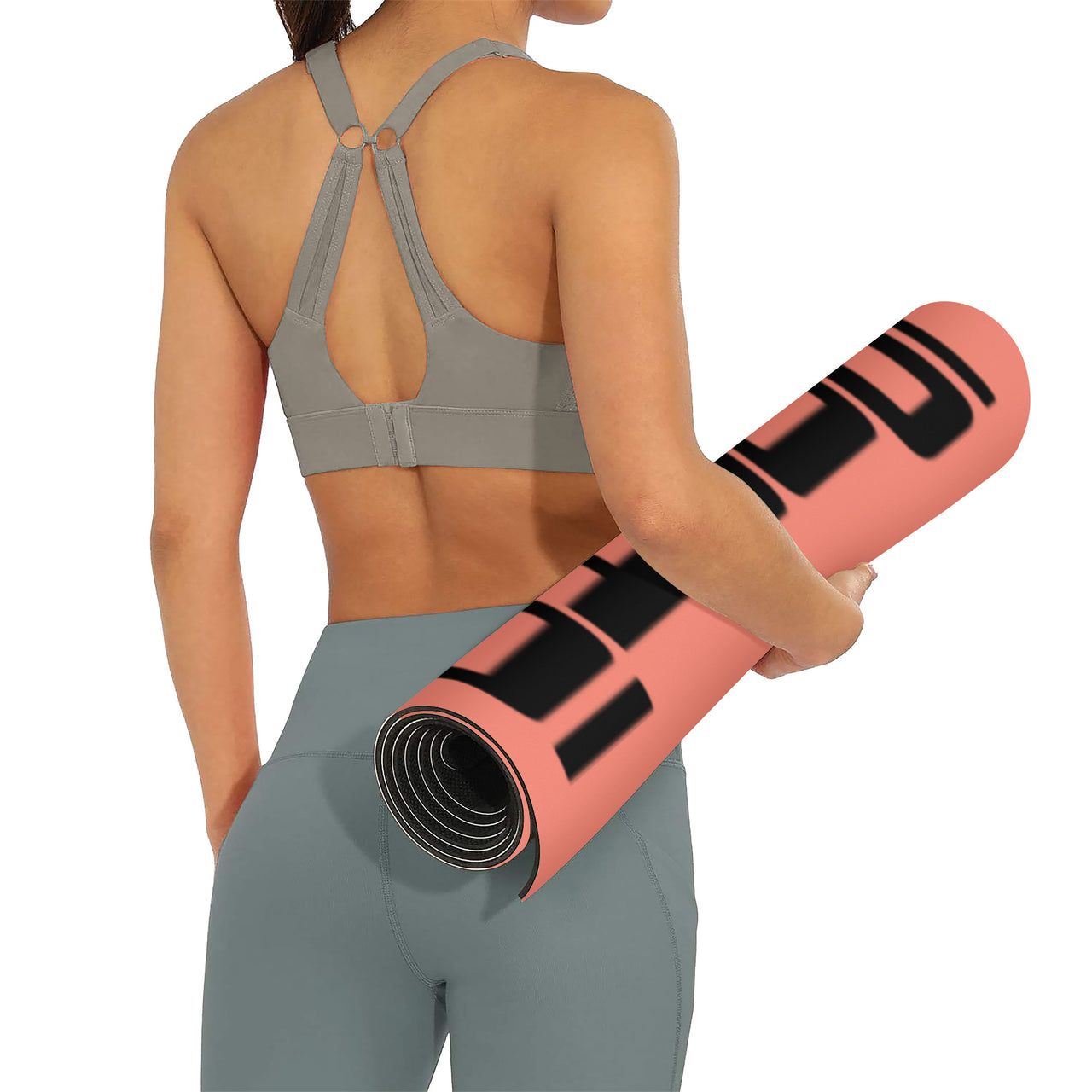 OOTO - Yoga Mat - Black frame on salmon